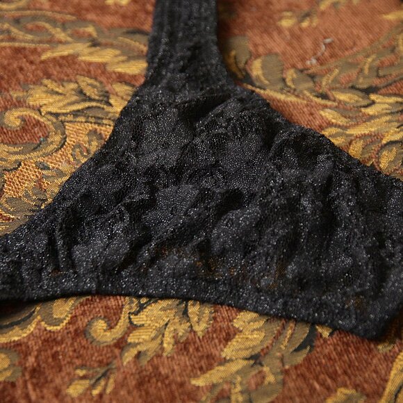 Mens Black Lace With Silver Speckle 3/4 BACK BRIEF Handmade - Picture 5 of 5